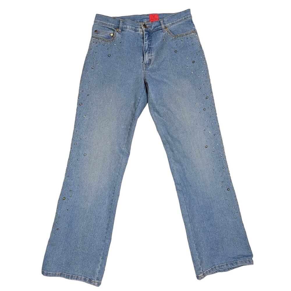 Y2K Very Vera Embellished Jeans Light Wash Size 8P